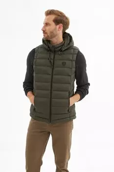 Мужской жилет-пуховик со съемным капюшоном стандартного цвета, цвет хаки DANGER