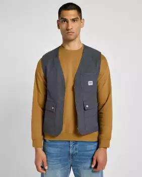 Мужской жилет свободного кроя серого цвета Lee, серый