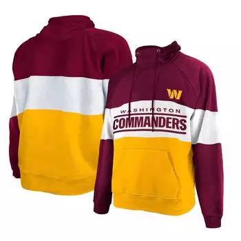 Мужской золотистый/бордовый флисовый пуловер с капюшоном Washington Commanders Big & Tall Current с цветными блоками реглан New Era