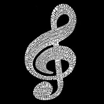 Музыкальная нота — мужская футболка с рисунком Word Art LA Pop Art, серый