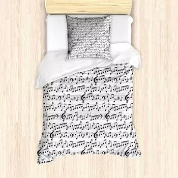 Музыкальное пальто ABAKUHAUS, сводный лист ключей, защищенный от клещей, подходит для аллергиков с наволочками, 135 см x 200 см - 80 x 80 см, черный и белый