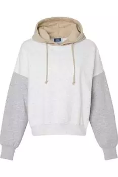 MV Sport Женская замшевая флисовая укороченная толстовка с капюшоном в стиле колор-блок, цвет heather