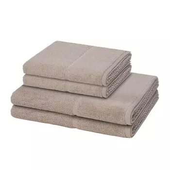 Mve for frottana Упаковка из 4 шт. Pearl 2 полотенца 2 банных полотенца в наборе Современная смесь валяной и скрученной махровой ткани, обладающая высокой пушистостью и нежным массажным эффектом, впитывающая и быстросохнущая., бежевый