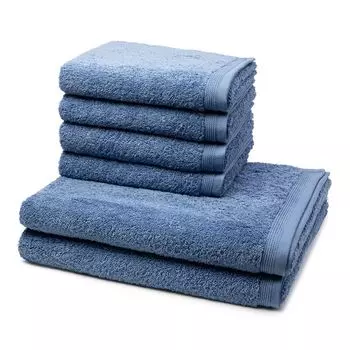 Mve Superwuschel 4 полотенца и 2 полотенца для душа — в наборе Очень мягкое полотенце из 100% высококачественного хлопка, с вышитым логотипом бренда. MOVE, синий