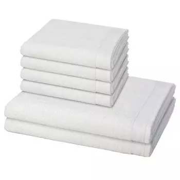 Mve Упаковка из 2 шт. Премиум 2 полотенца для душа в наборе, пушистый на вид, широкая мягкая кайма из синели, высококачественная вешалка для шнура. MOVE, белый