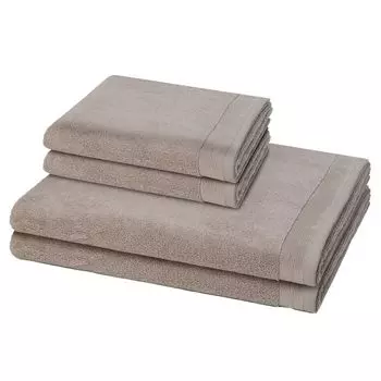 Mve Упаковка из 4 шт. Премиум: 2 полотенца для рук и 2 полотенца для душа в наборе. Пушистый внешний вид, широкая мягкая кайма из синели, высококачественная вешалка для шнура. MOVE, бежевый