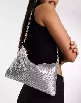 My Accessories Серебристая кольчужная сумка на плечо с напуском London