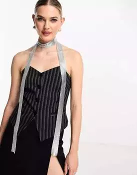 My Accessories Серебристый узкий шарф-кольчуга London