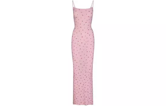 МЯГКОЕ ДЛИННОЕ ПЛАТЬЕ-КОМБИНАЦИЯ С ПРИНТОМ «ЦВЕТКИ САКУРЫ» Skims