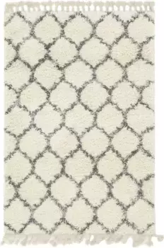 Myflair Furniture & Accessories Ковер с глубоким ворсом "Top Shag", прямоугольный, тканый, в крапинку, мягкий и уютный, с бахромой Myflair Mbel & Accessoires 152х244 см, слоновая кость/серый