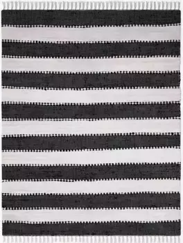 Myflair Мебель и аксессуары Ковер "Karim", прямоугольный, ковер ручной работы, полосатый, 90% хлопок, ручная работа, с бахромой Myflair Mbel & Accessoires 140х200 см, черно-белый