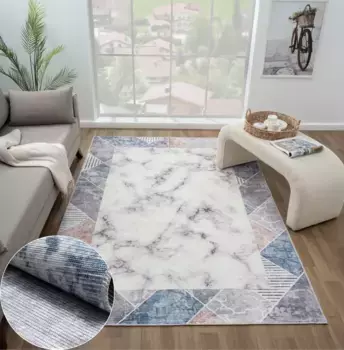 Myflair Мебель и аксессуары Ковер "Raven", прямоугольный, с принтом, имитация мрамора, подходит для использования внутри и снаружи, можно стирать Myflair Mbel & Accessoires 160х230 см, кремовый/серый/синий