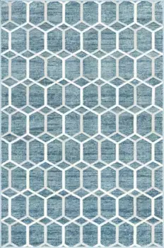 Myflair Мебель и аксессуары Ковер "Titan Trellis", прямоугольный, короткий ворс, тканый, современный геометрический дизайн Myflair Mbel & Accessoires 152х244 см, синий/слоновая кость