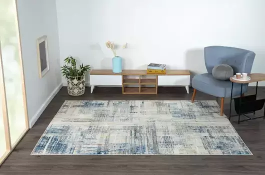 Myflair Мебель и аксессуары Коврик "My Stripes", прямоугольный, короткий ворс, ретро-дизайн, особенно мягкий благодаря микроволокну Myflair Mbel & Accessoires 200х290 см, бежевый/синий/серый