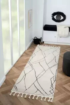Myflair Мебель и аксессуары Лохматая дорожка "Moroccan Drawline" Myflair Mbel & Accessoires 80х250 см, белый/черный