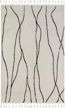 Myflair Мебель и аксессуары Мохнатый ковер "Марокканский почерк", прямоугольный, современный, марокканский дизайн, пушистый, мягкий, с бахромой Myflair Mbel & Accessoires 200х290 см, белый/черный