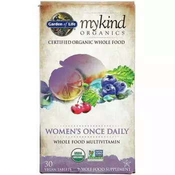 MyKind Organics, мультивитамины для женщин для приема один раз в день, 30 веганских таблеток Garden of Life
