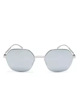 Mykita солнцезащитные очки в геометричной оправе, серебристый