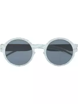 Mykita солнцезащитные очки в круглой оправе со змеиным принтом, белый