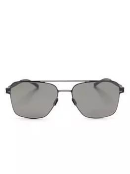 Mykita солнцезащитные очки в квадратной оправе с двойным мостом, черный