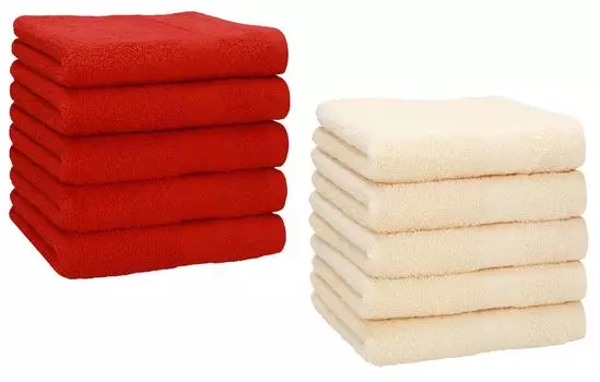 Мыльные полотенца Betz 10 шт. 30х30 см ПРЕМИУМ 100% хлопок Цвет: красный и старо-розовый. Betzshop