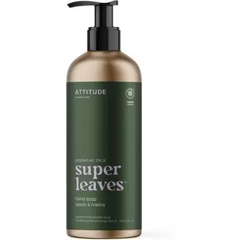 Мыло для рук ATTITUDE Проверено EWG Растительные и минеральные ингредиенты Веганские средства личной гигиены Многоразовая алюминиевая бутылка «Мята перечная и сладкий апельсин», 473 мл