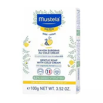 Мыло Mustela Gentle Нежное мыло с кольдкремом и органическим пчелиным воском для мытья детей и младенцев 100г