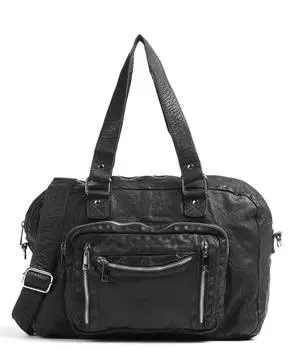 Мытая сумка Mille из мелкозернистой телячьей кожи. Nnoo, черный