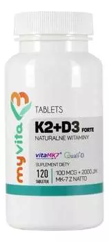 MyVita, Витамин К2 МК-7+Д3, 120 таблеток