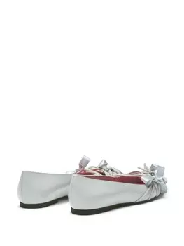 N21 балетки из кожи с бантом, серый