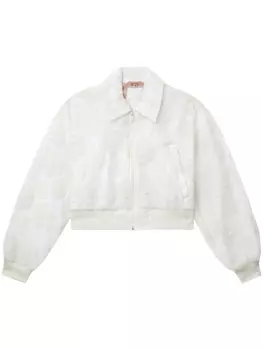 N21 бомбер с цветочной аппликацией, белый