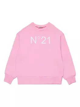 N21 Детская толстовка с круглым вырезом и принтом логотипа N21 Kids, розовый