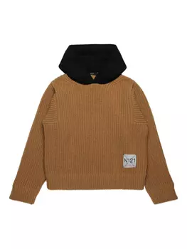 N21 Детская трикотажная толстовка с капюшоном N21 Kids, коричневый