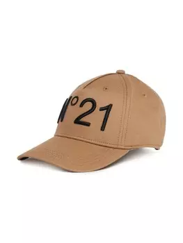 N21 Kids бейсболка с вышитым логотипом, коричневый