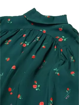 N21 Kids блузка с высоким воротником и принтом, зеленый