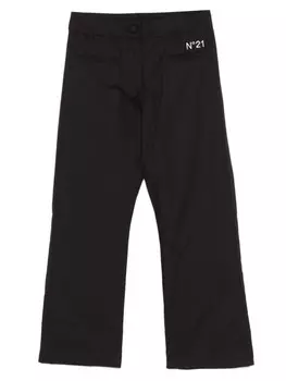 N21 Kids брюки с вышитым логотипом, черный