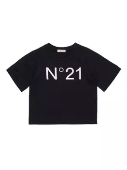 N21 Kids футболка из хлопка с логотипом, черный