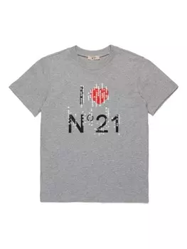 N21 Kids футболка из хлопка с пайетками, серый