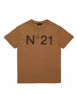 N21 Kids футболка с логотипом, коричневый