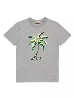 N21 Kids футболка с нашивками, серый