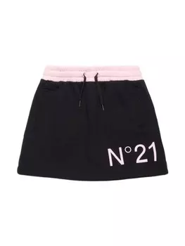 N21 Kids хлопковая мини-юбка с логотипом, черный
