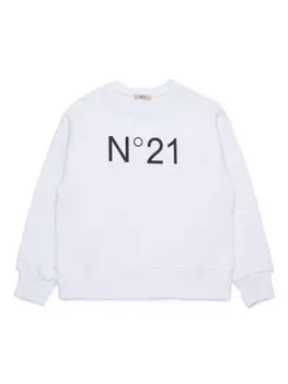 N21 Kids хлопковая толстовка с логотипом, белый