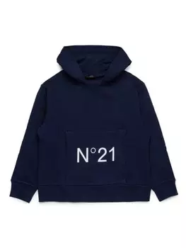 N21 Kids хлопковая толстовка с логотипом, синий