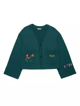 N21 Kids хлопковый кардиган с отделкой, зеленый