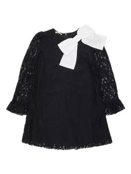 N21 Kids кружевное платье мини с бантом, черный