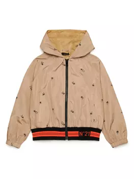 N21 Kids куртка с капюшоном и логотипом, нейтральный