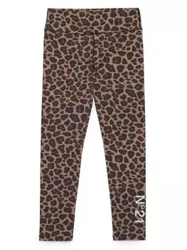 N21 Kids легинсы с леопардовым принтом, коричневый