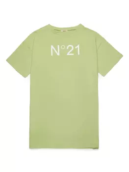N21 Kids платье-футболка с логотипом, зеленый