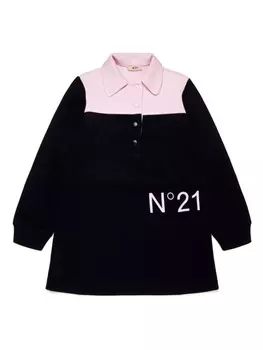 N21 Kids платье-толстовка с логотипом, черный