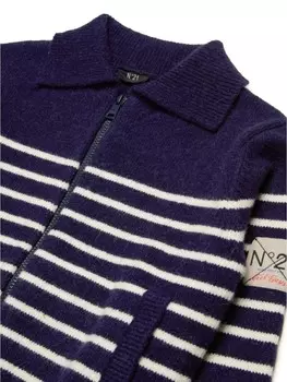 N21 Kids полосатый кардиган на молнии, синий